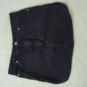 Topshop Black Denim Split Seam Skirt